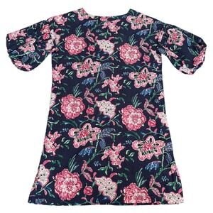 Fitzroy & Willa NWT Floral Print Soleil Dress Navy‎ Balloon Sleeve Cotton Size S